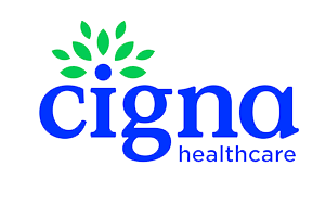 Cigna Healthcare logo in blue and green text insurance accepted for confidential STD testing