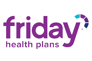 Friday Health Plans logo in purple text with segmented circular design accepted for rapid STD testing near you