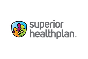 Superior HealthPlan logo with multi-colored human figures in a shield graphic insurance accepted by the best STD clinic in Houston